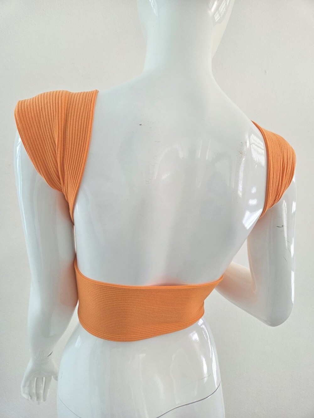 SHEIN Orange Ribbed Twist Front Crop Top Medium - Picture 9 of 12